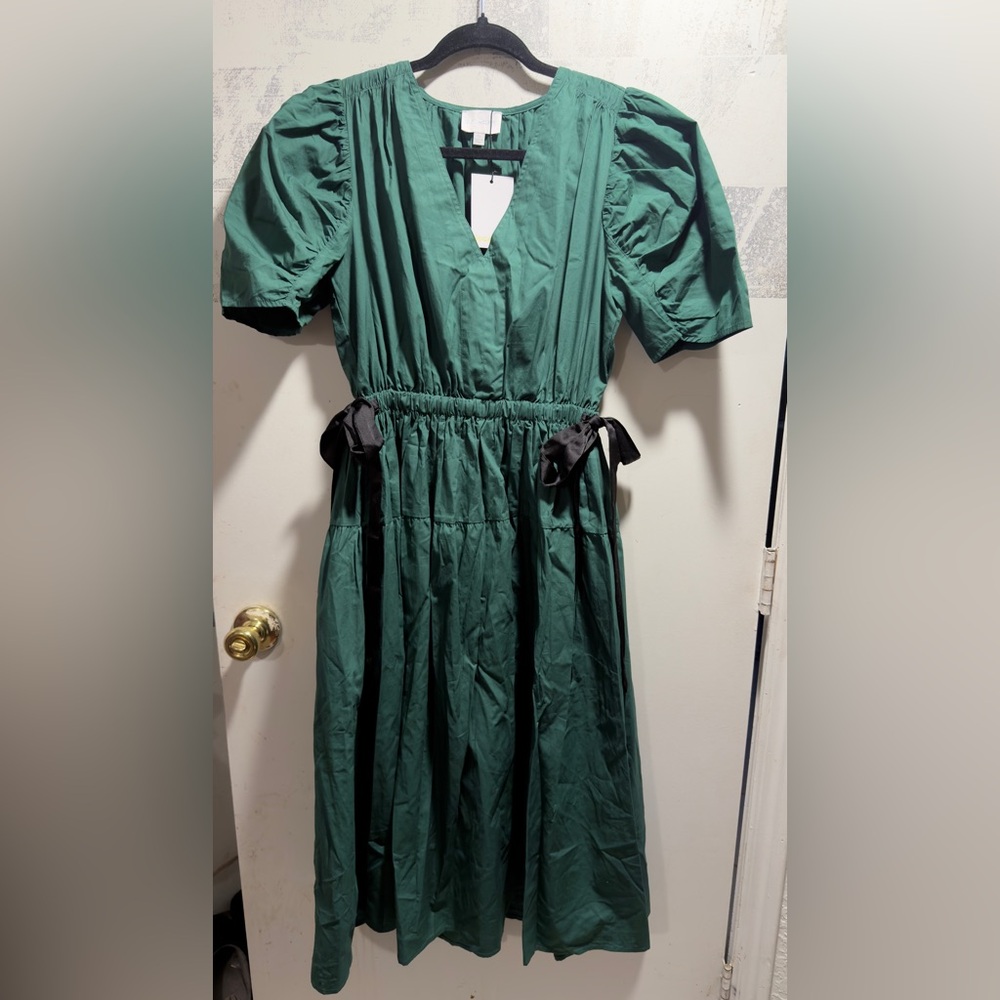 Sugarlips Forest Green Midi Dress with Black Details